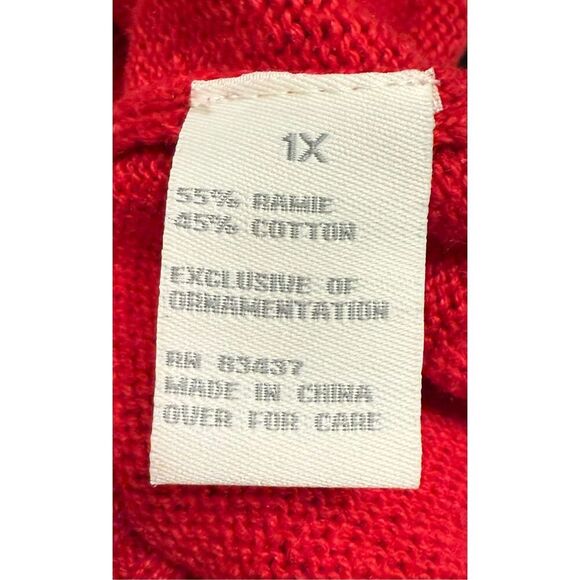 Dress Barn Holiday Cardigan Full Zip Embroidery Poinsettias Plus 1X Vtg - Picture 12 of 15